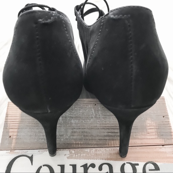 SCHUTZ Natalie Suede Lace Up Pump Black Bootie US7 - Picture 5 of 8